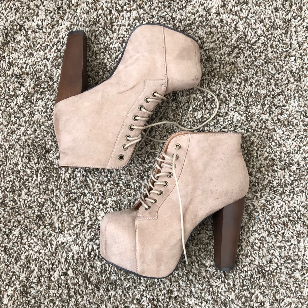 platform style high heel booties